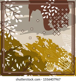Pattern of hijab motif design with abstract foliage design. Silk scarf pattern vector design inspiration