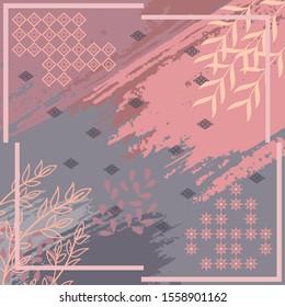 Pattern of hijab motif design with abstract foliage design. pastel color. Silk scarf pattern vector design inspiration
