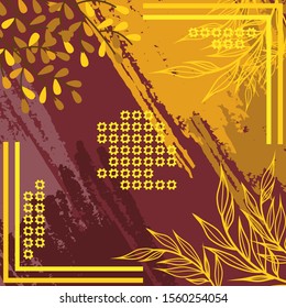 Diseño de motivos hijab con diseño de follaje abstracto. Inspiración en el diseño vectorial del patrón de bufanda de seda