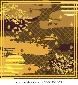 Pattern of hijab motif design with abstract foliage design. pastel color. Silk scarf pattern vector design inspiration