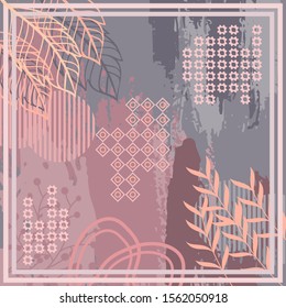 Pattern of hijab motif design with abstract foliage design. pastel color. Silk scarf pattern vector design inspiration