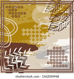 Pattern of hijab motif design with abstract foliage design. Silk scarf pattern vector design inspiration