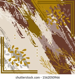 Pattern of hijab motif design with abstract foliage design. Silk scarf pattern vector design inspiration