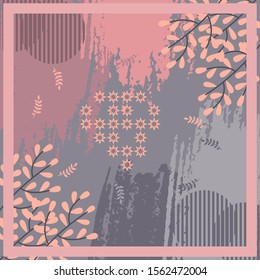 Pattern of hijab motif design with abstract foliage design. pastel color. Silk scarf pattern vector design inspiration