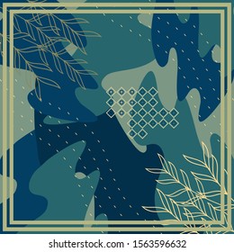 Pattern of hijab motif design with abstract foliage design. Silk scarf pattern vector design inspiration