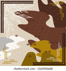 Pattern of hijab motif design with abstract foliage design. Silk scarf pattern vector design inspiration