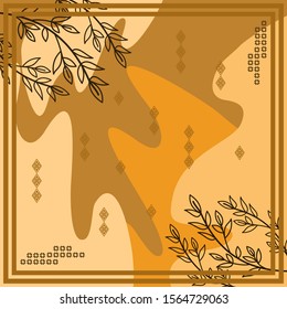 Pattern of hijab motif design with abstract foliage design. Silk scarf pattern vector design inspiration