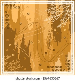 Diseño de motivos hijab con diseño de follaje abstracto. Inspiración en el diseño vectorial del patrón de bufanda de seda