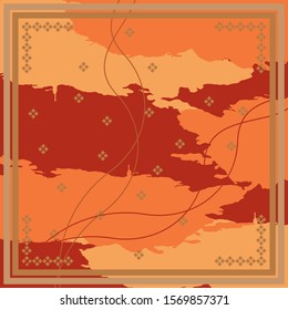Pattern of hijab motif design with abstract foliage design. Silk scarf pattern vector design inspiration