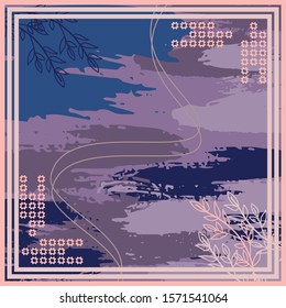 Pattern of hijab motif design with abstract foliage design. Silk scarf pattern vector design inspiration