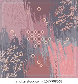 Pattern of hijab motif design with abstract foliage design. pastel color. Silk scarf pattern vector design inspiration