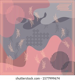 Pattern of hijab motif design with abstract foliage design. pastel color. Silk scarf pattern vector design inspiration