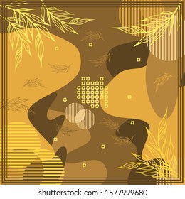 Pattern of hijab motif design with abstract foliage design. Silk scarf pattern vector design inspiration
