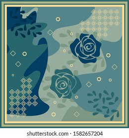 Pattern of hijab motif design with abstract and floral design. Silk scarf pattern vector design inspiration