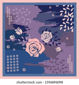 Pattern of hijab motif design with abstract foliage design. Silk scarf pattern vector design inspiration