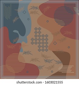 Pattern of hijab motif design with abstract foliage design. pastel color. Silk scarf pattern vector design inspiration