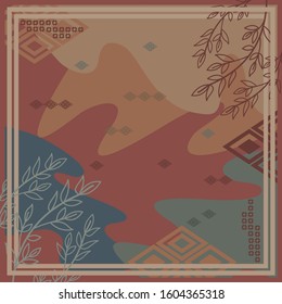 Pattern of hijab motif design with abstract foliage design. pastel color. Silk scarf pattern vector design inspiration