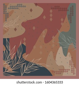 Pattern of hijab motif design with abstract foliage design. pastel color. Silk scarf pattern vector design inspiration