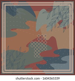 Pattern of hijab motif design with abstract foliage design. pastel color. Silk scarf pattern vector design inspiration