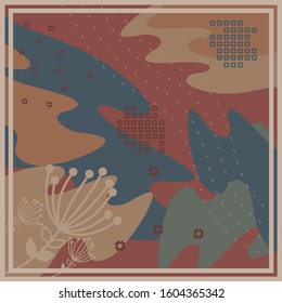 Pattern of hijab motif design with abstract foliage design. pastel color. Silk scarf pattern vector design inspiration