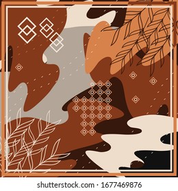 Pattern of hijab motif design with abstract foliage design. Silk scarf pattern vector design inspiration