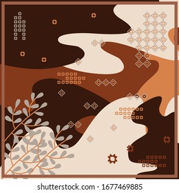 Pattern of hijab motif design with abstract foliage design. Silk scarf pattern vector design inspiration