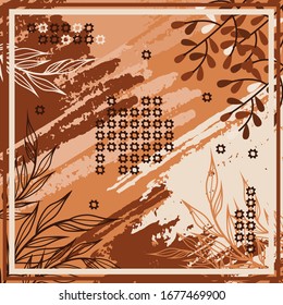 Pattern of hijab motif design with abstract foliage design. Silk scarf pattern vector design inspiration