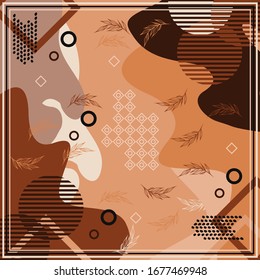 Pattern of hijab motif design with abstract foliage design. Silk scarf pattern vector design inspiration