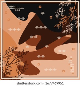 Pattern of hijab motif design with abstract foliage design. Silk scarf pattern vector design inspiration