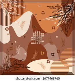 Pattern of hijab motif design with abstract foliage design. silk scarf pattern vector design inspiration
