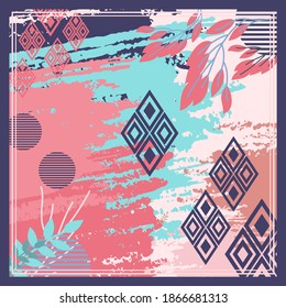 Pattern of hijab motif design with abstract foliage design. pastel color. Silk scarf pattern vector design inspiration