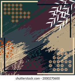 pattern of hijab motif design with abstract design. Silk scarf pattern vector design inspiration