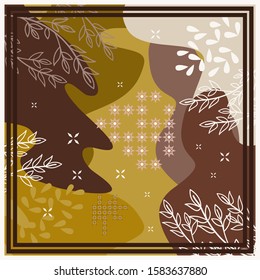 Pattern of hijab motif design with floral and abstract design. Silk scarf pattern vector design inspiration
