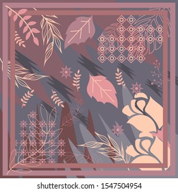 pattern of hijab motif design with foliage design. pastel color. Silk scarf pattern vector design inspiration