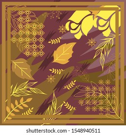 pattern of hijab motif design with foliage design. pastel color. Silk scarf pattern vector design inspiration
