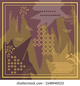 pattern of hijab motif design with foliage abstract design. pastel color. Silk scarf pattern vector design inspiration