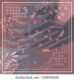diseño de motivos hijab con diseño follaje. color pastel. Inspiración en el diseño vectorial del patrón de bufanda de seda