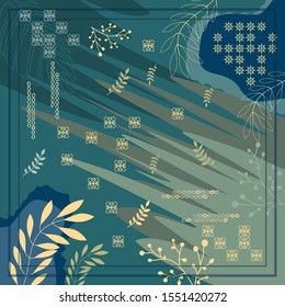pattern of hijab motif design with foliage design. pastel color. Silk scarf pattern vector design inspiration