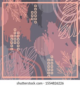 Pattern of hijab motif design with foliage design.Silk scarf pattern vector design inspiration