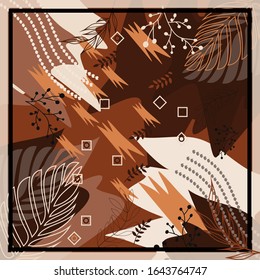pattern of hijab motif design with foliage design. Silk scarf pattern vector design inspiration