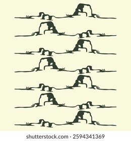 Pattern Hill Vintage Hand Drawing Illustration