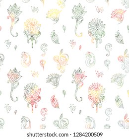 Pattern hindu ornament surface design. Etnic hand drawn elements.