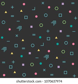 Pattern hipster abstract background on black background. Form geometric line shapes. Fashion style design concept.