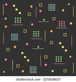 Pattern hipster abstract background on black background. Form geometric line shapes. Fashion style design concept.