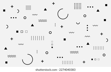 Pattern Hipster Abstract. Form Geometric Line Shapes. fashion style seamless background, banner, poster.Illustration Black - White vector design