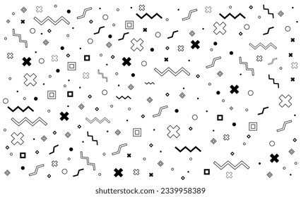 Resumen del patrón Hipster. Formas de línea geométrica. estilo de moda fondo sin fisuras, banner, afiche.Ilustración Negro - Blanco

