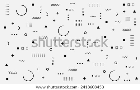 Pattern Hipster Abstract. Form Geometric Line Shapes. fashion style seamless background, banner, poster.Illustration Black - White vector design