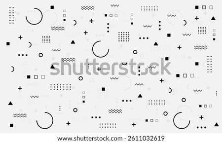 Pattern Hipster Abstract. Form Geometric Line Shapes. fashion style seamless background, banner, poster.Illustration Black - White vector design