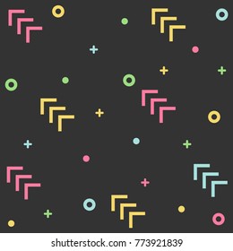 Pattern hipster abstract vector illustration on black background. Form geometric line shapes. Fashion style design concept.