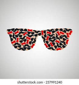 pattern hipster glasses, colorful, vector format